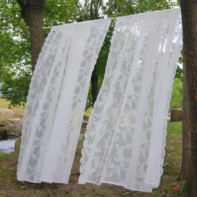 2pcs 39.3inch W*59inch H Flowing Lace Curtains, A Pair Of Pure Curtains For Window Privacy, Light Filtering And Beautiful Decoration, Perfect For Living Room Or Kitchen, Transparent Lace Curtains