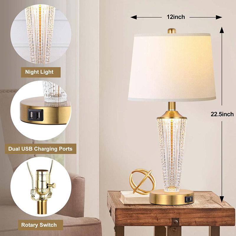 Lampe de table USB en métal Marietha