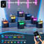 Bedside Table with Lockable Drawer, LED Bedside Cabinet with Glass Tabletop-1674388208