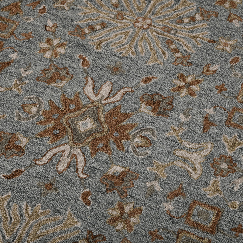 Lewis Classic Floral Hand-Hooked Blue Area Rug, 2' X 3', Rectangle 3'6" x 5'6"
