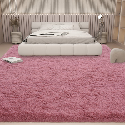 Tapis très doux BeanPastePink de 8 x 10 pi, tapis de salon surdimensionné, tapis à poils épais, tapis touffeté moelleux pour chambre à coucher