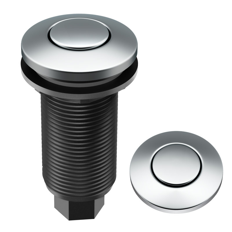 KRAUS Garbage Disposal Air Switch Kit with Push Button, AC Adapter, Power Cord, and Air Tube Included, Chrome