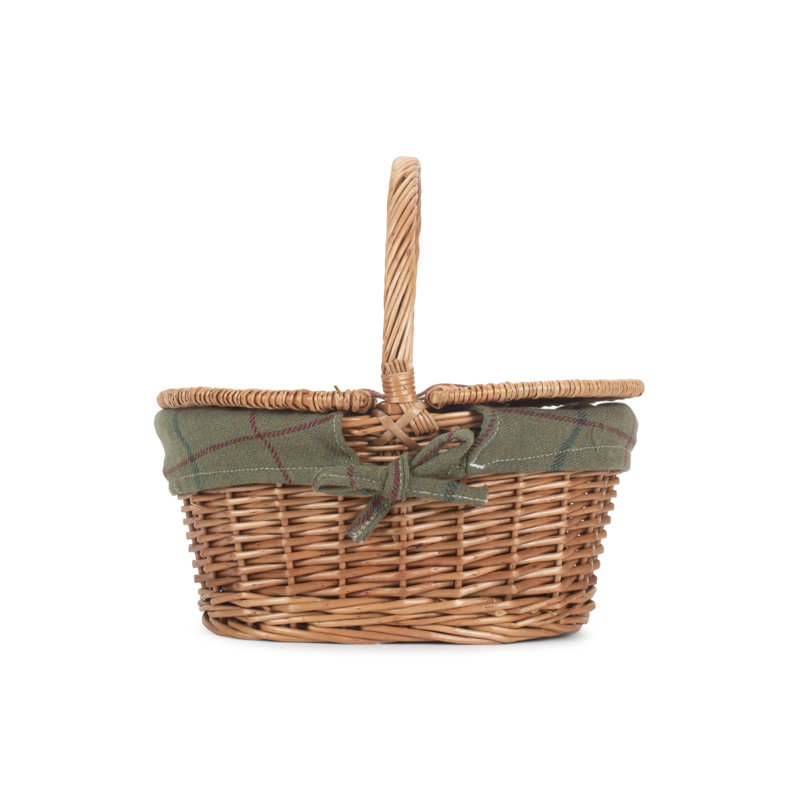 Wicker Child Sized Picnic Basket with Tweed effect Lining