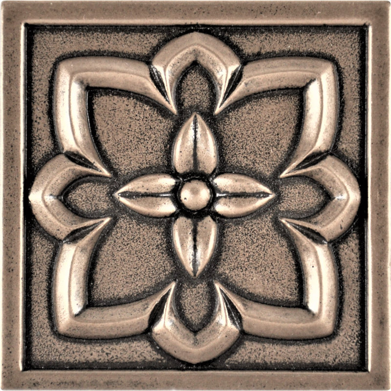 Crown 4'' x 4'' Hand Painted Resin Decorative Accent Tile, Bronze