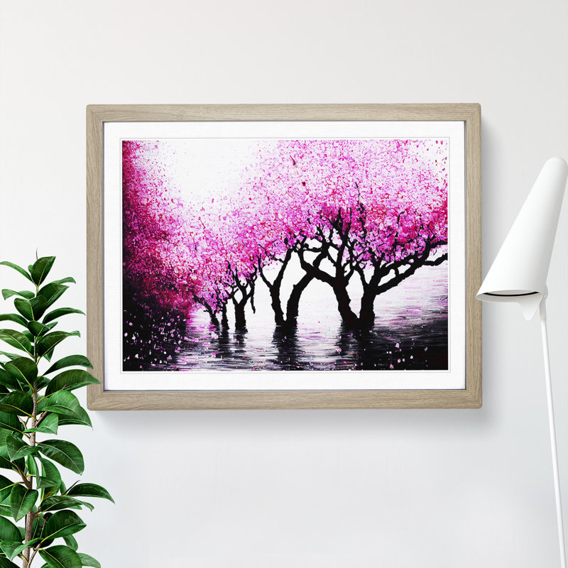 Cherry Blossom Tree - Single Picture Frame Painting, 34cm H x 46cm W x 2cm D, Oak