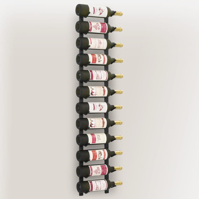 Support de rangement mural pour porte-bouteilles Dellarae, Noir, H 47,2 po x l 7,5 po x P 4,3 po