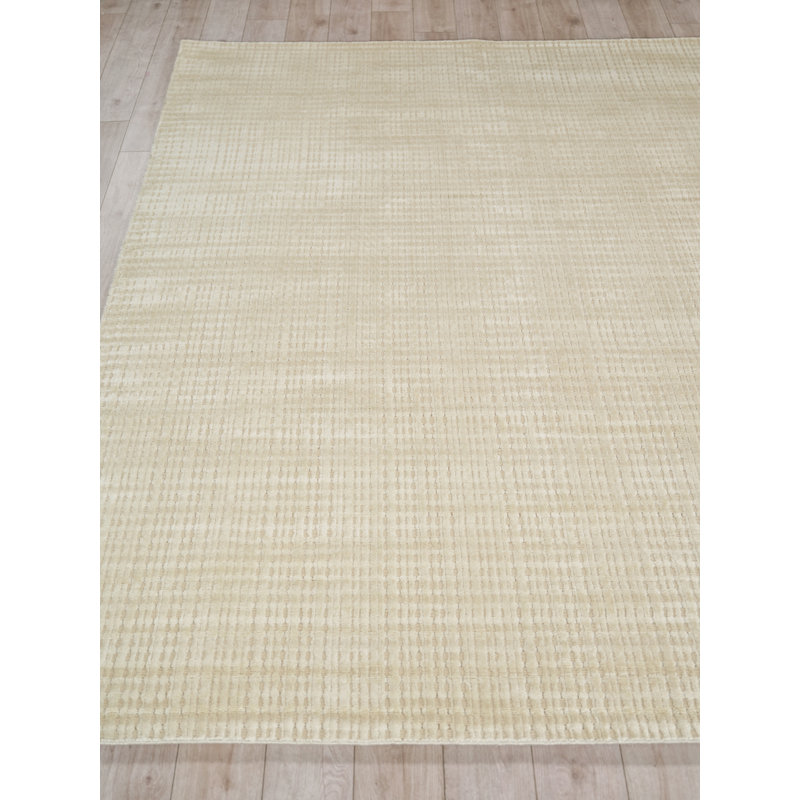 Cabrini Modern Handmade Silky Nylon, Light Beige Area Rug, Rectangle 10' x 14'