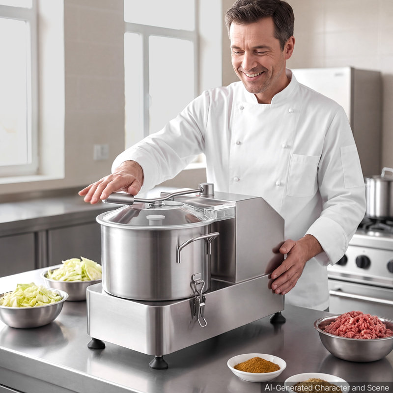 Robot culinaire commercial 6,3 pte 6 L, hachoir à légumes 1800 W, pour légumes, fruits, noix, bol en acier inoxydable de qualité alimentaire, coupeur 110 V avec lame en forme de S, cadran à vitesse variable