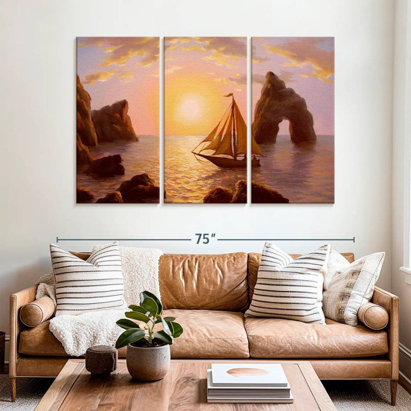Mehar Sailboat By The Cliffs, 42" H x 65" W