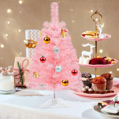 Arbre de Noël artificiel 3 pi avec mini sapin de Noël vert et plateau en plastique pour Noël