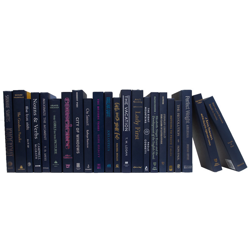 Livres décoratifs - Livres bleu marine - Livres bleus au pied