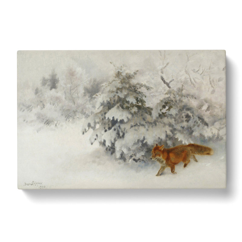 Fox In The Snow Vol.4 by Bruno Liljefors - Wrapped Canvas, 35cm H x 50cm W x 3cm D