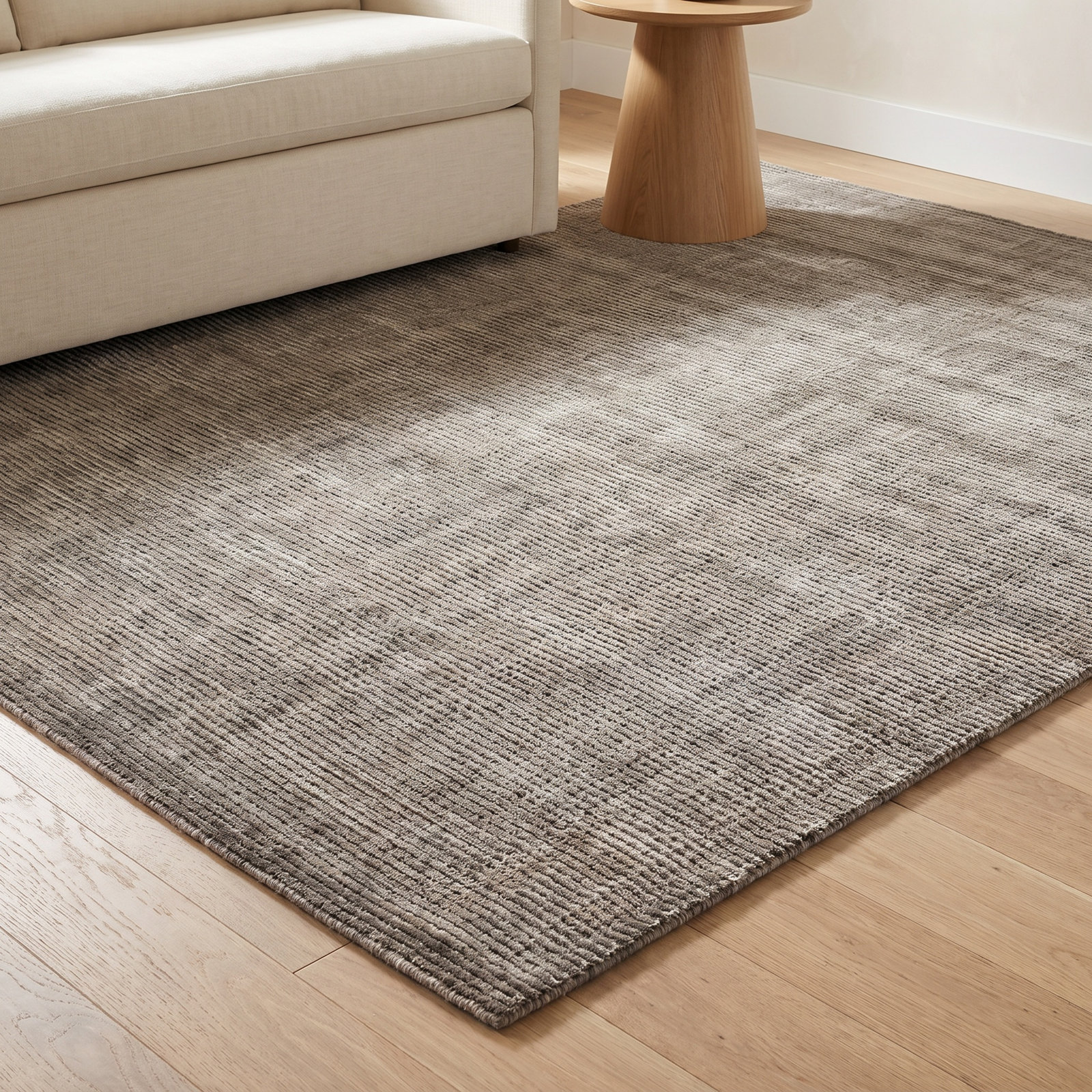 Elroy Taupe Hand-Woven Striped Rug, Rectangle 10' x 14'