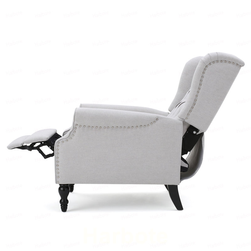 Fauteuil inclinable en tissu capitonné gris clair