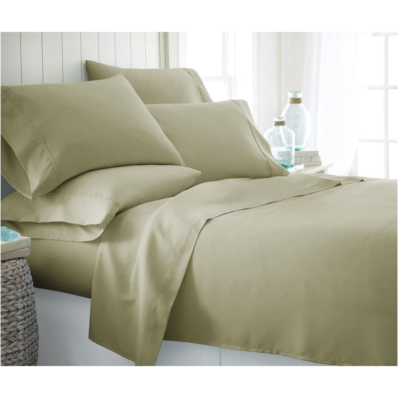  Ensemble de literie douillette en microfibre double 6 pièces 1600 Series, Double, Sauge