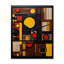 Géométrie rétro en jaune III - Horloge murale moderne abstraite-99633669