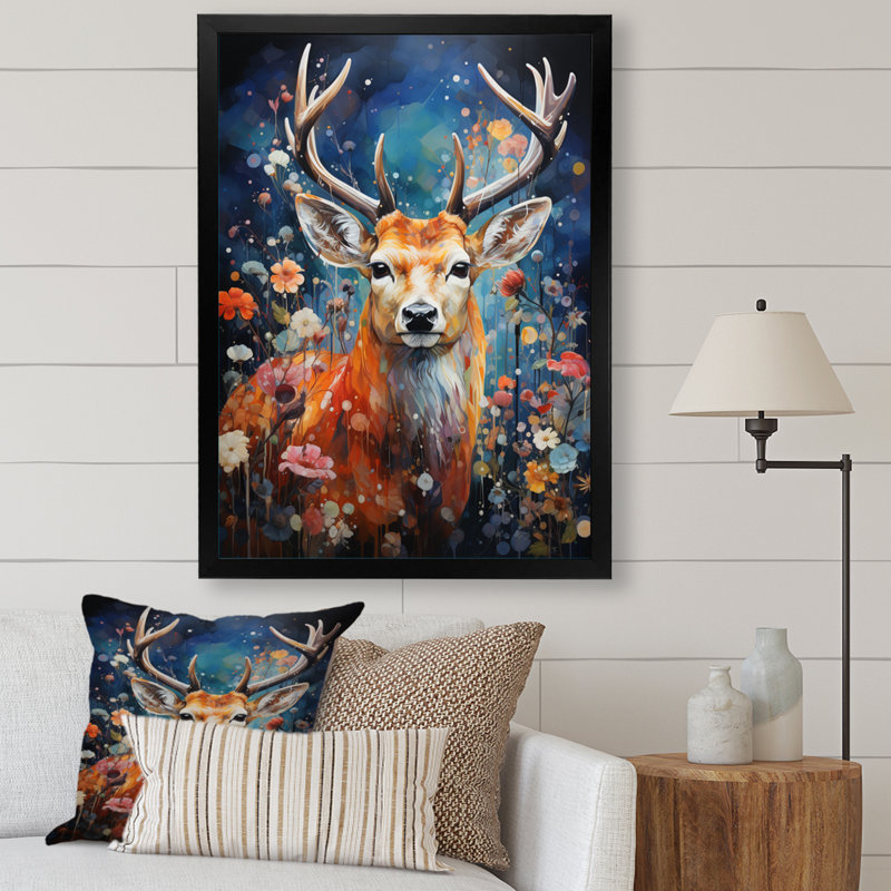 «Avalee Animal Deer Symphony of Forest I», reproduction, Cadre photo noir, H 20 po x l 12 po x P 1,5 po