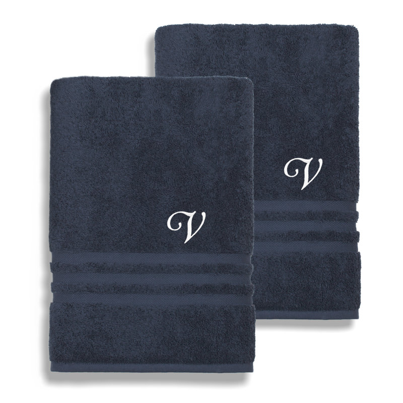 Serviette de bain en coton Denzi 1, Bleu marine, Q