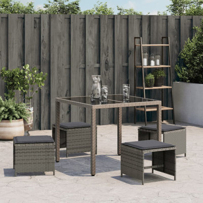 Bay Isle Home? Tabourets de patio avec coussins 4 pièces 15,7 po x 15,7 po x 13,8 po