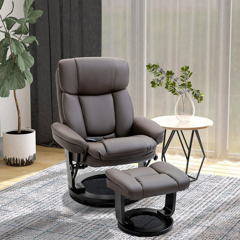 Fauteuil inclinable avec repose-pieds Danien, Similicuir brun