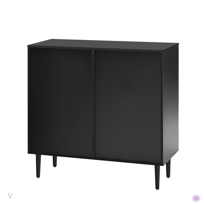 Armoire d'appoint minimaliste moderne Mirod avec tablettes réglables pour tout décor, Noir