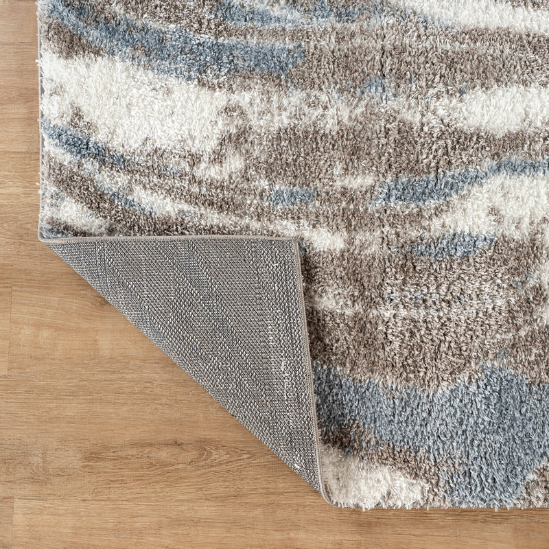 Marble Swirl Shag Rug – Blue – Medium Pile, Stylish, Easy To Clean, Rectangle 2' x 3'
