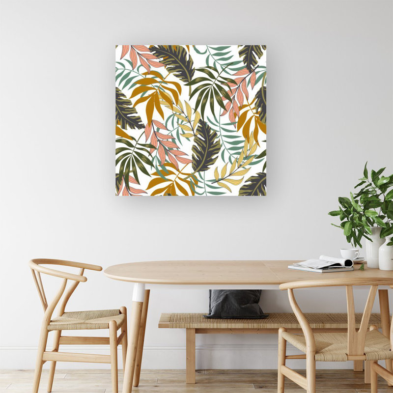 Tropical Leaves - Wrapped Canvas Print, 16cm H x 16cm W x 3.8cm D