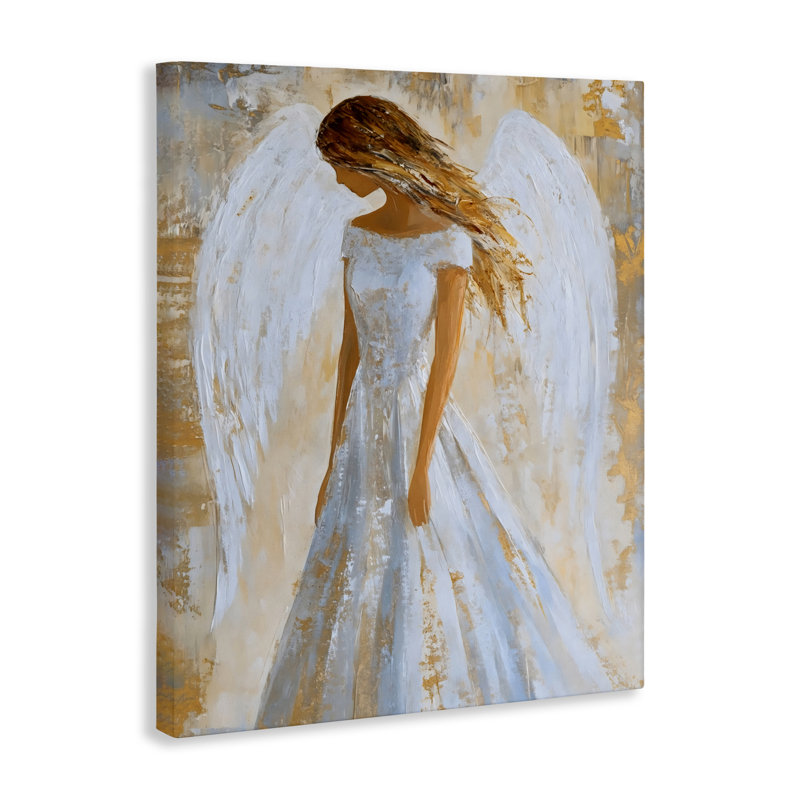 Saint ange en toile blanche, design par Franklyn Gregory, H 30 po x l 24 po