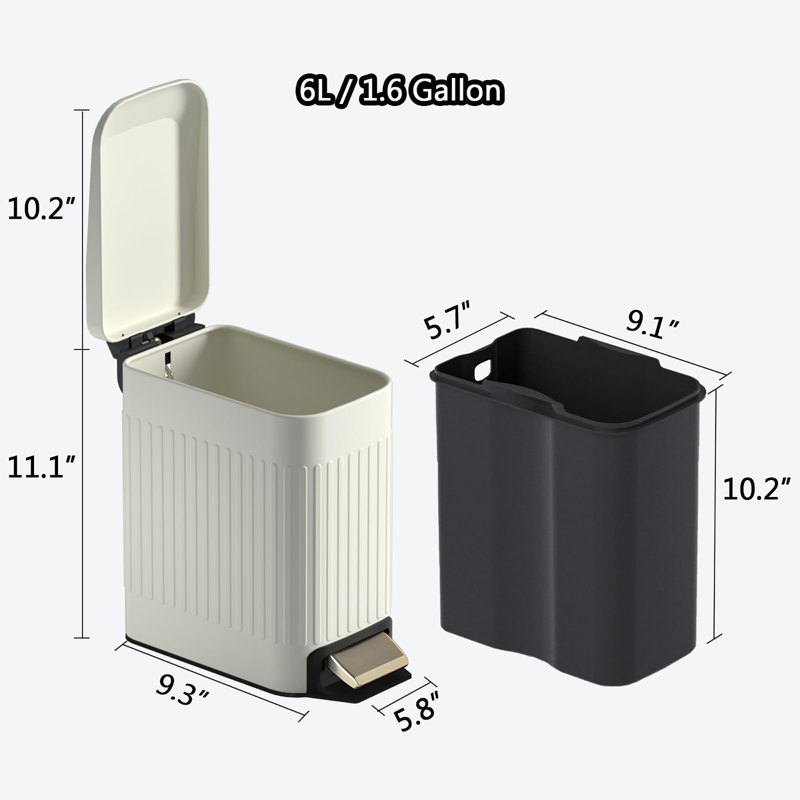 Small Bathroom Trash Can with Lid Soft Close, Milky White