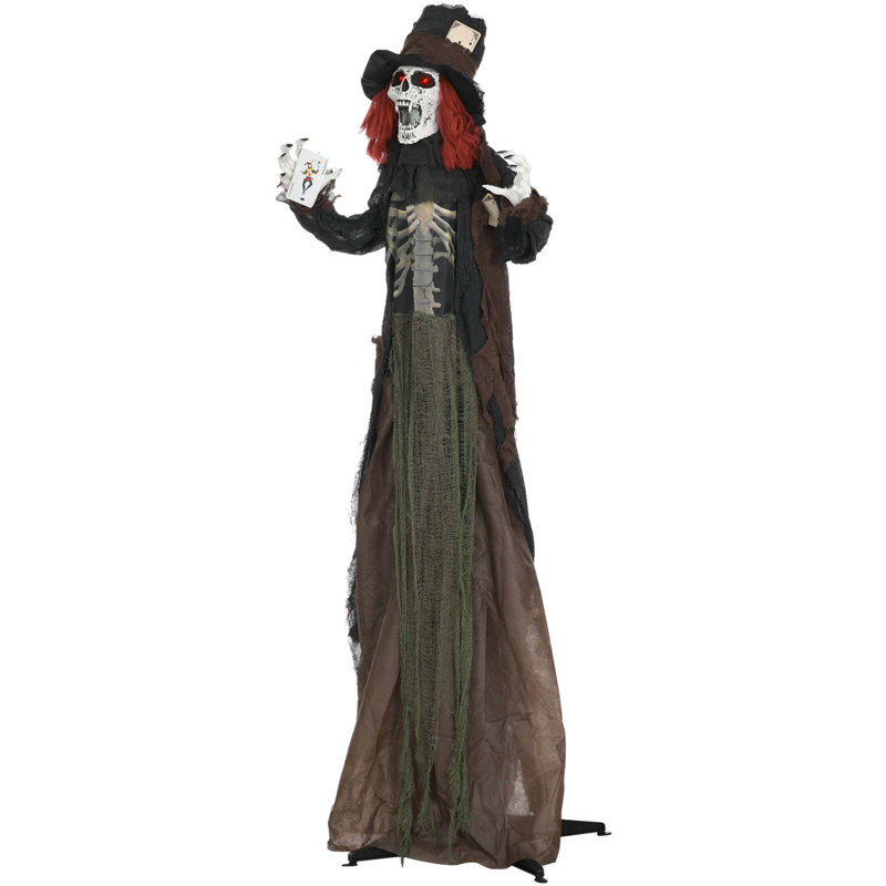 6' Life Size Outdoor Halloween Sound And Motion Activated Animatronic Zombie With Skeleton Chest And Scary Sharp Teeth