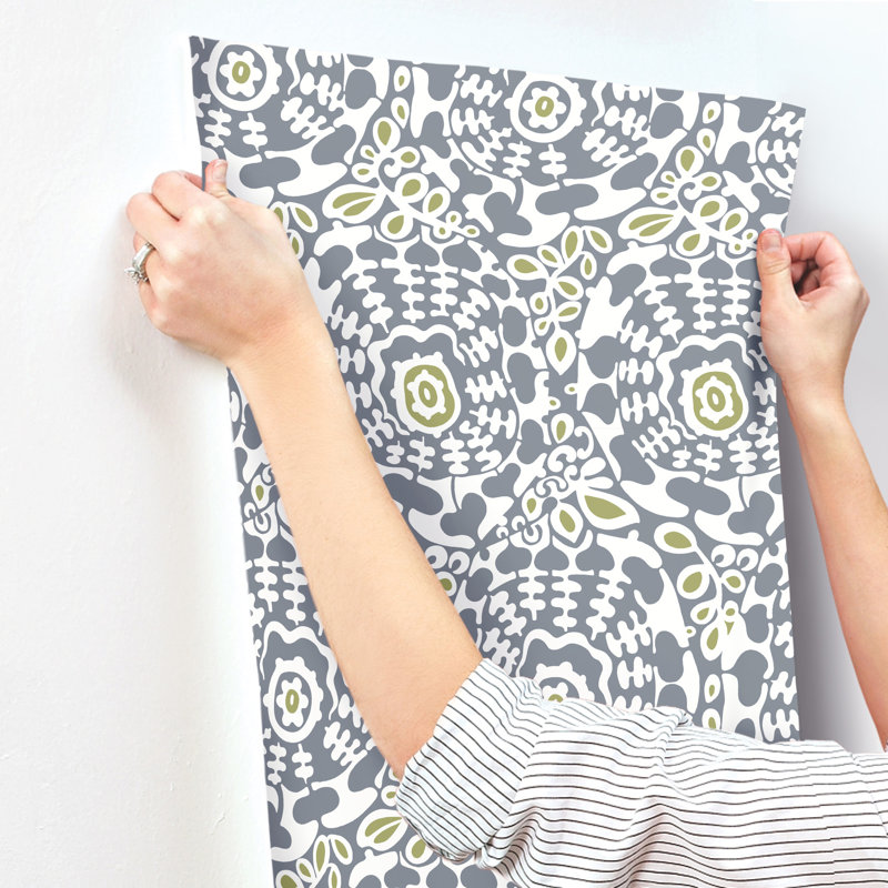 Ayalisse Floral Wallpaper Double Roll, Slate