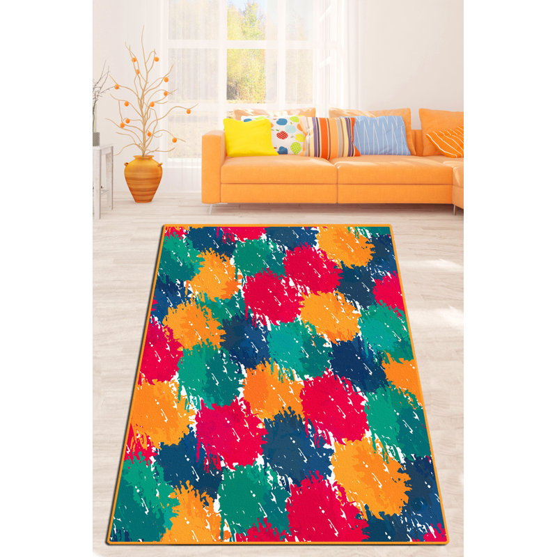 Premium Non-Slip Area Rug, 3.3 x 5.9 ft, 100% Polyester, 0.16 in Pile Height | Antibacterial, Machine Washable, Felt Dot Underside | Perfect for Living Room & Bedroom, Soft & Durable Design