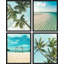 «Topical Teal Sky Palm Tree Beach Ocean Seaside», reproduction encadrée de 4 pièces-90605102-90605097