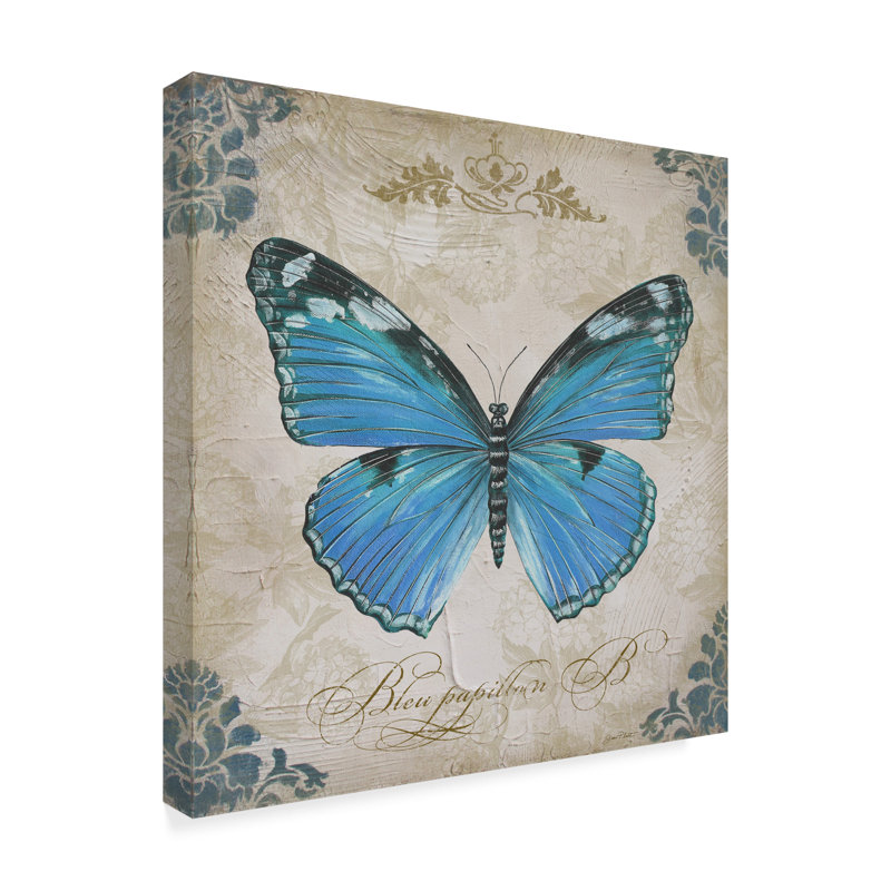« blue papillon », reproduction de peinture à l’acrylique sur toile tendue, H 18 po x l 18 po x P 2 po