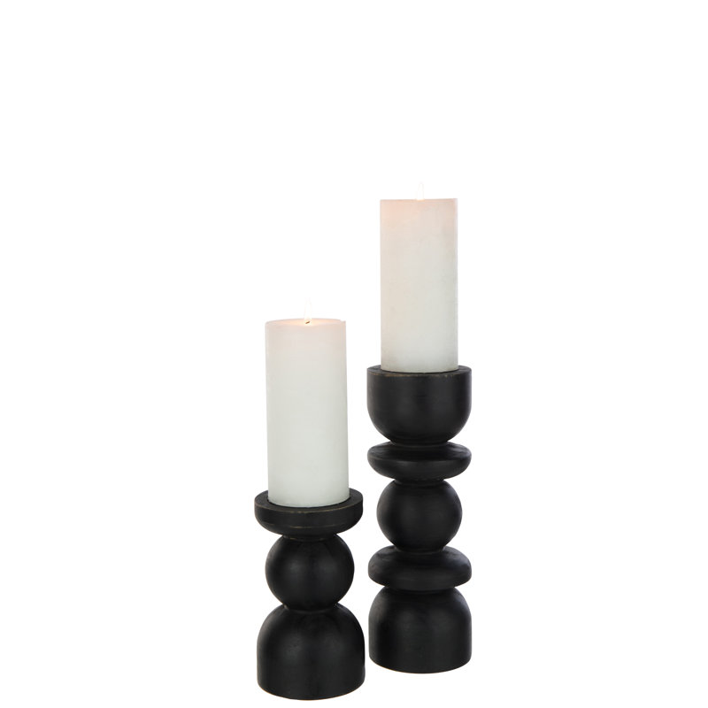 2 Piece Wood Candlestick Set