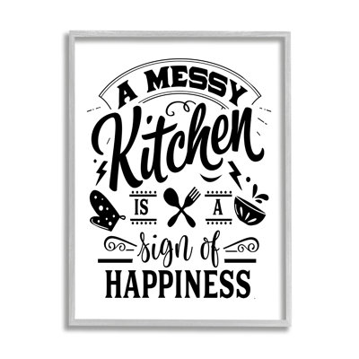 «Kitchen Happiness», art texturé et giclée rétro de style argenterie décontractée par lettres et lignes
