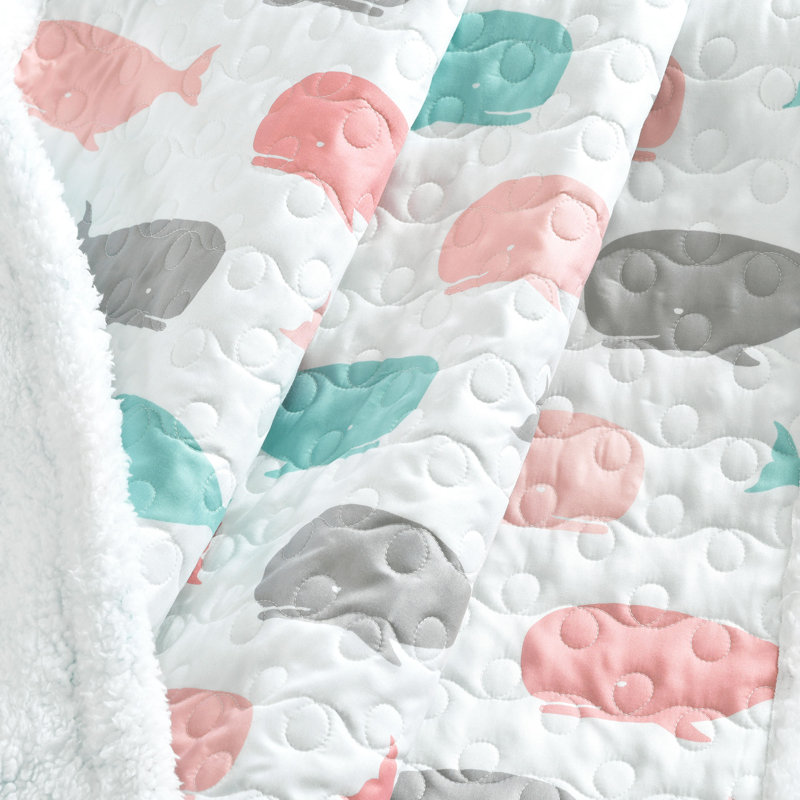 Whale Throw, Pink/Aqua