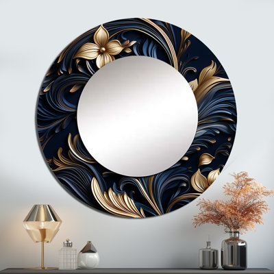 Opulent Allure Deep Navy - Bohemian & Eclectic Round Mirror Wall Decor_MTMIR127421