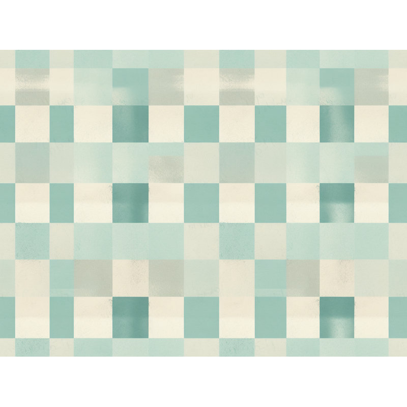 Checkered Comforter, King Comforter, Turquoise/Beige Checkered