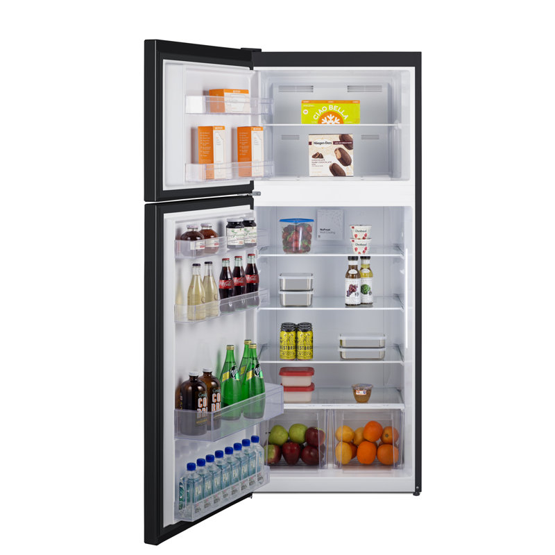 Summit Appliance 28" Wide Top-Mount Refrigerator-Freezer, Black, Left Handed