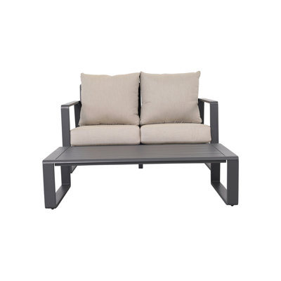 Double Sofa + Rectangular Coffee Table, Light Grey Cushions JM 9017 (Tino Tino)