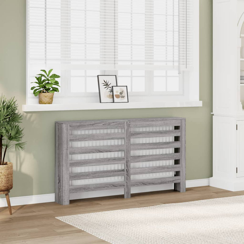 Large Radiator Cover, Grey Sonoma, 149 x 20 x 82 cm, Horizontal Slats