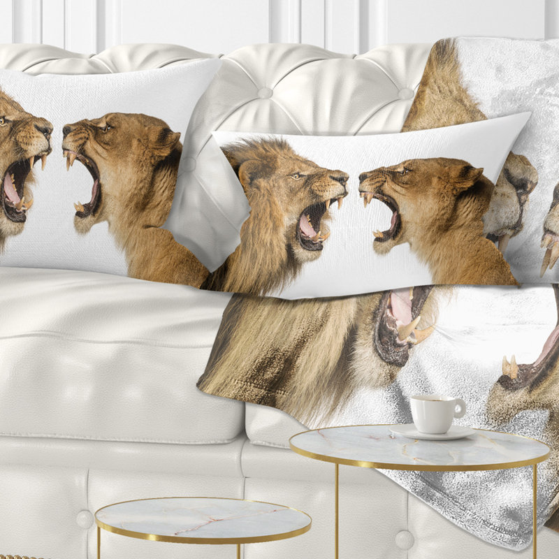 Coussin  Abstract Lion and Lioness Roaring