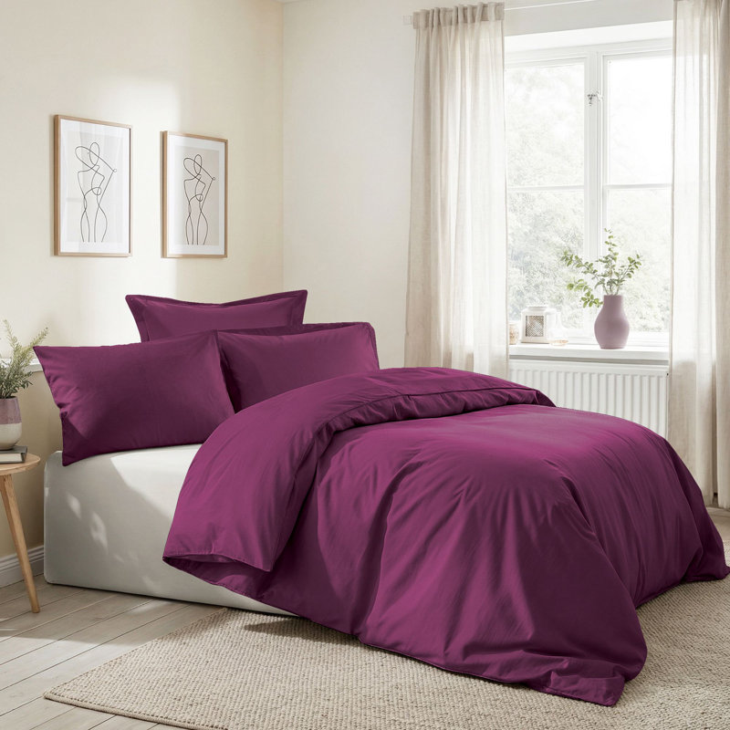 Premium 100% Cotton Ranforce Single Quilt Cover Set, Purple | Includes 53 x 79 Quilt Cover & 31 x 31 Pillowcase | 155 Thread Count, Machine Washable, Durable Button Closure | Soft, Breathable Fabric for Ultimate Comfort