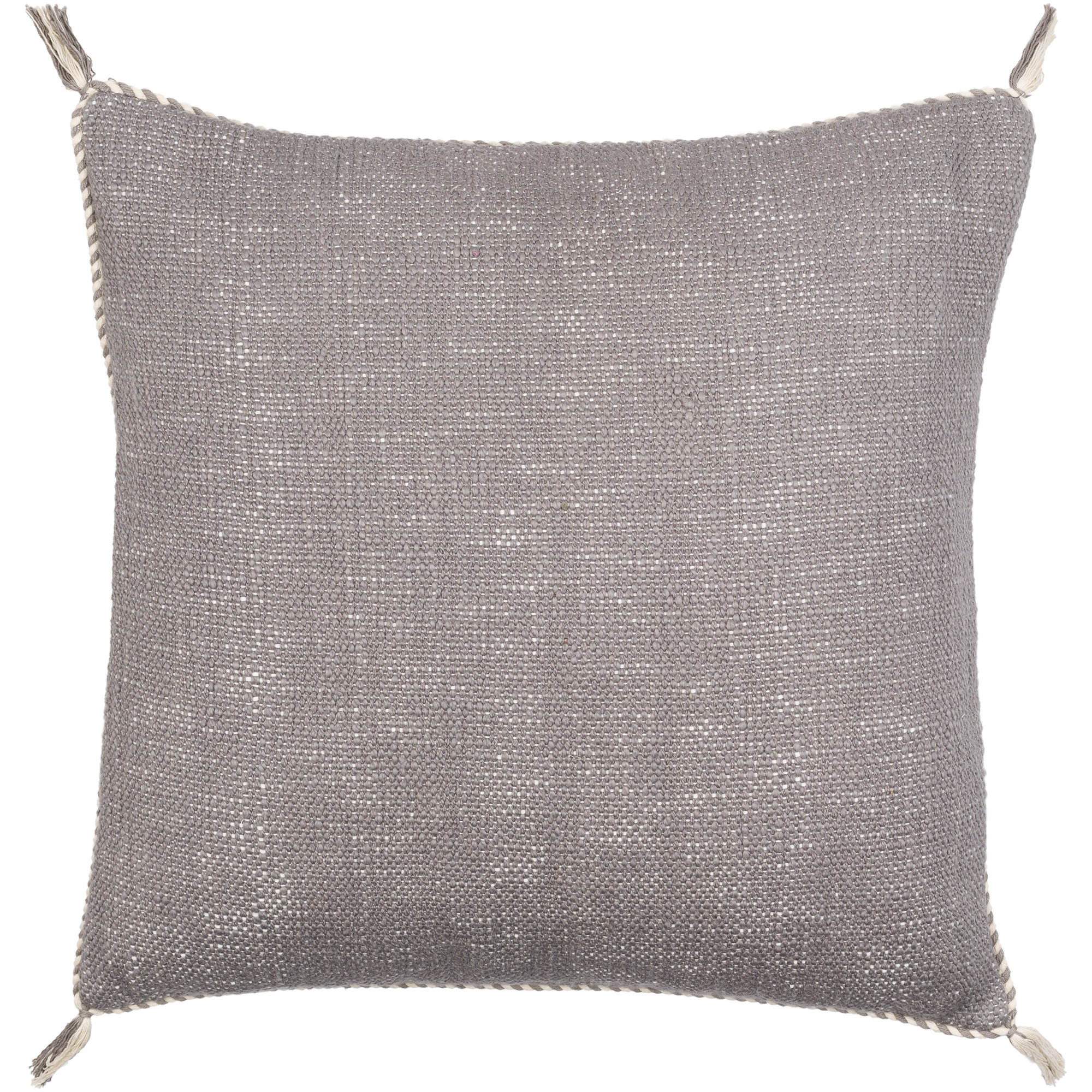 Tenor Tassels Throw Pillow, Down, 22"H x 22"W, Cream/Black