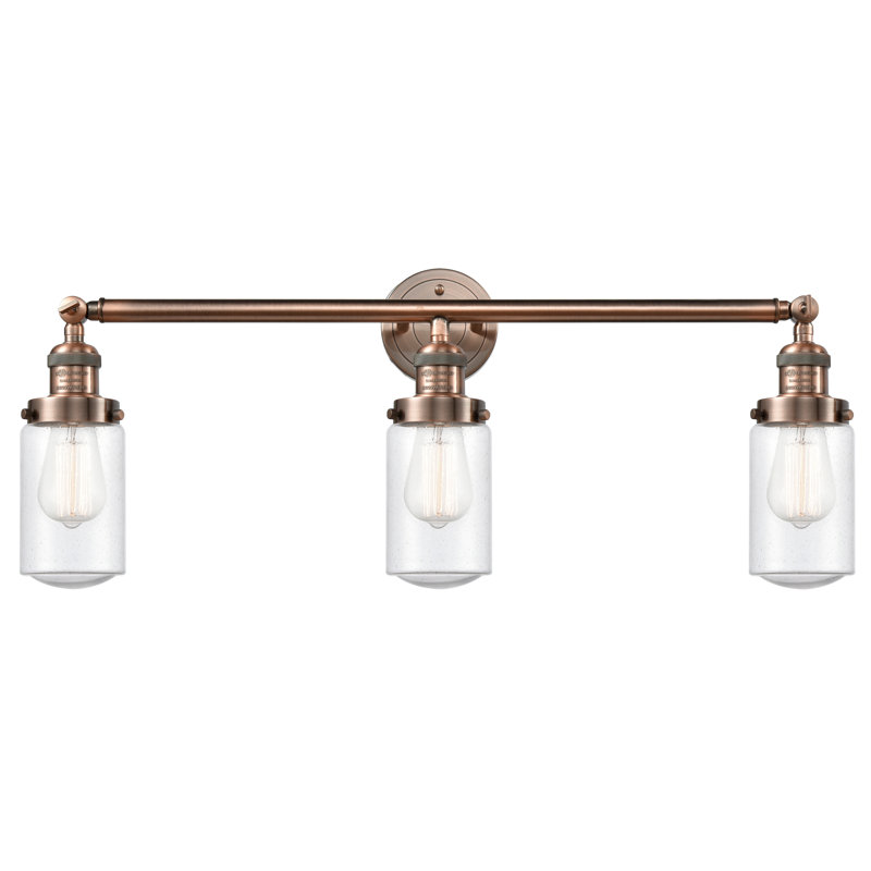Éclairage pour salle de bain 3 lumières Saroyan, Grainé, Ampoule DEL rétro de 3,5 watts, Cuivre antique