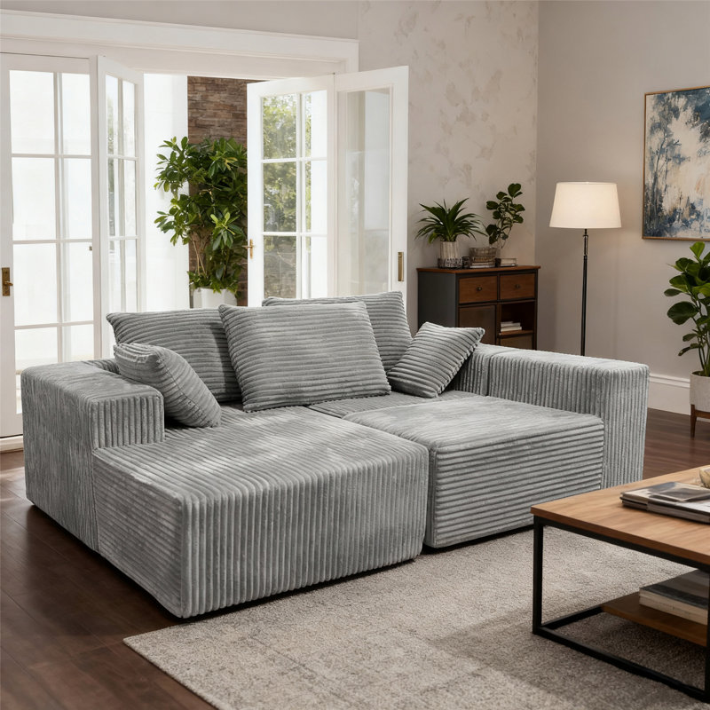 Canapé d'angle combiné, canapé modulaire pour la maison pour l'intérieur, Gris