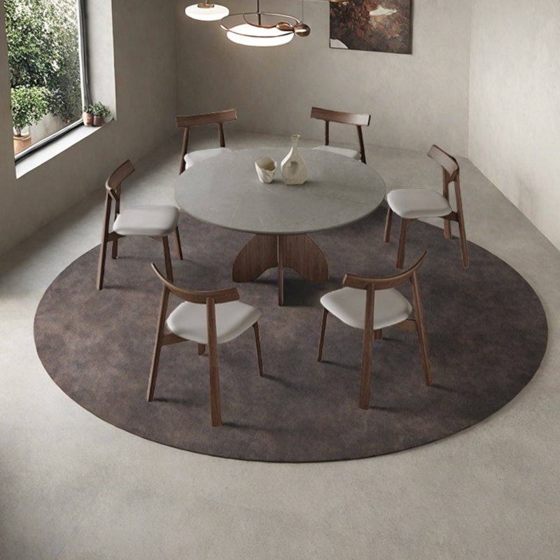 Table de salle à manger ronde en pierre frittée grise