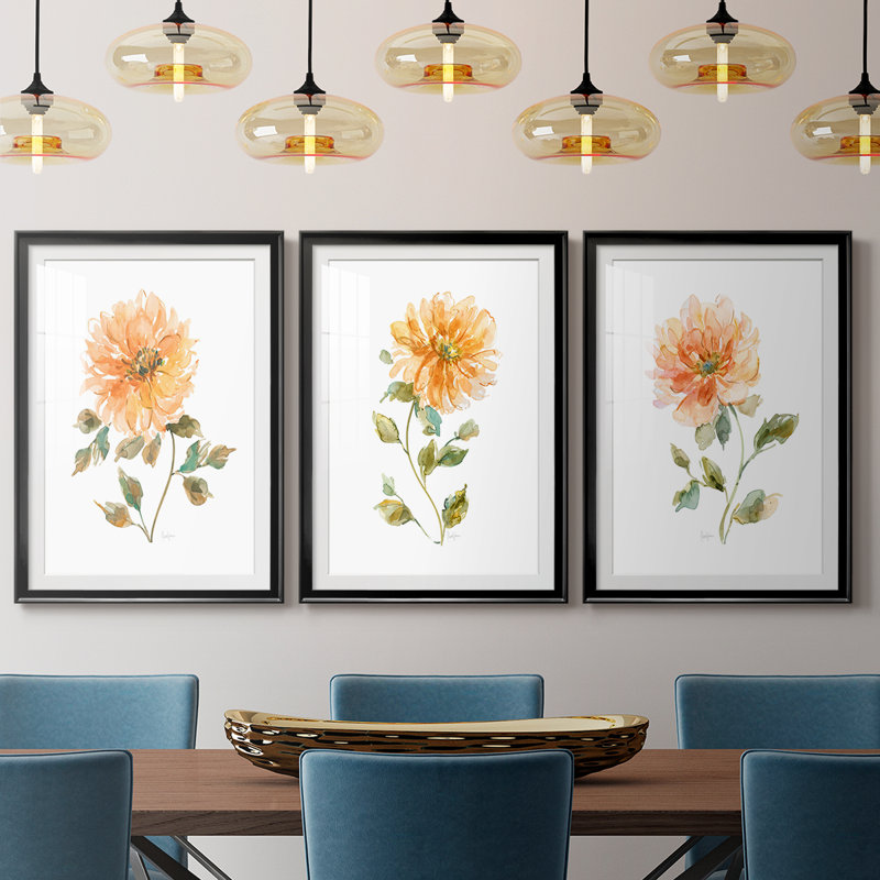 Bright Botanical I - reproduction sur mesure encadrée de qualité supérieure - 3 pièces, H 19 po x l 27 po