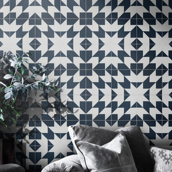 Oujda 8" x 8" Cement Patterned Wall & Floor Tile
